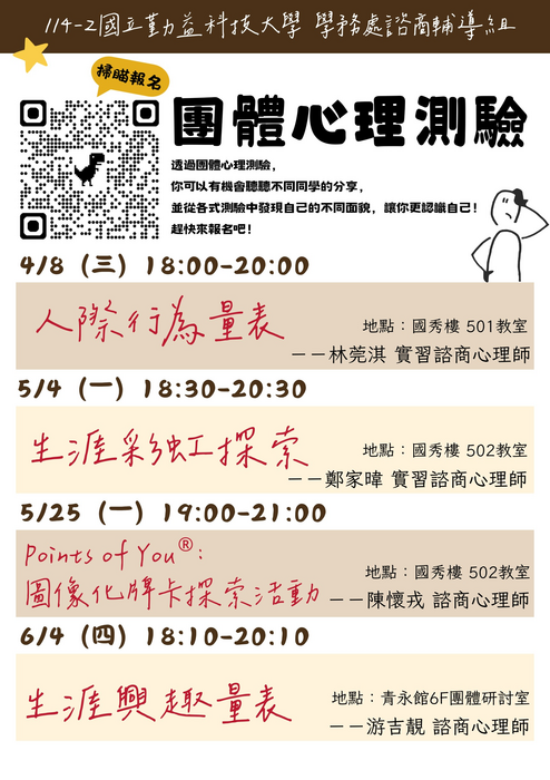 ☺114-2 團體心理測驗活動圖片